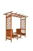Стол и 2 кресла под аркой - деревянные